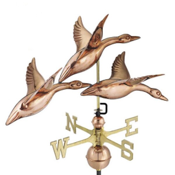 Geese in Flight Weathervane Large Scale New Copper Brass Flying Birds